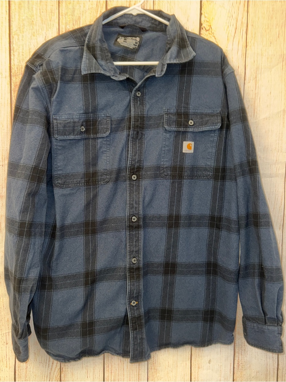 Carhartt Men's Fort Loose Fit
Midweight Blue Long-Sleeve Plaid Shirt- Shacket XL